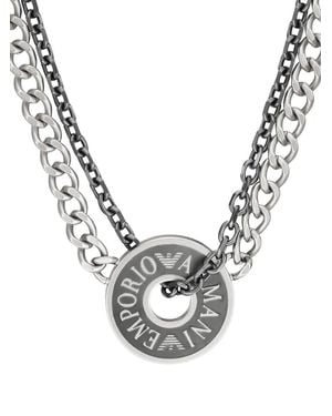 Emporio Armani Double-chain disc necklace - Mettallic