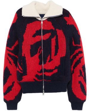 Charles Jeffrey Knitted Zip Puffer Jacket - Red