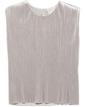 forte_forte Plissé-Effect Sleeveless Top - Grey