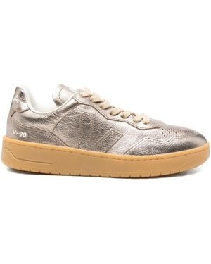 Veja V-90 Leather Trainers - Metallic