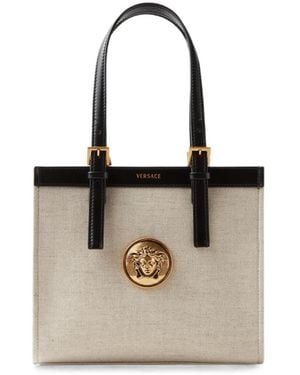 Versace Rivière Mini Canvas Tote - Natural