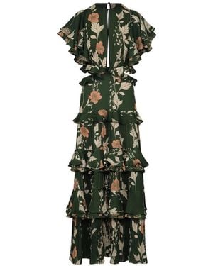 Johanna Ortiz La Vie En Rose Ruffled Floral-Print Maxi Dress - Green