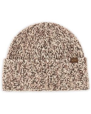 Paul & Shark Ribbed Beanie Hat - Natural