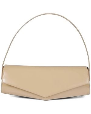Jil Sander Geometric-Flap Leather Shoulder Bag - Natural