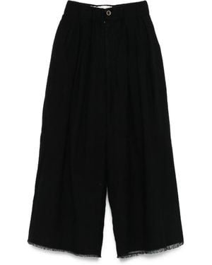 Uma Wang Pleated Frayed Pants - Black