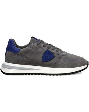 Philippe Model Suede-Panelled Trainers - Blue