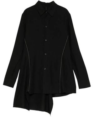 Yohji Yamamoto Chemise Longue Si Voile R À Empiècements - Black