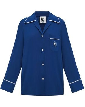 Sleeper Finnegan Piped Pajama Shirt - Blue