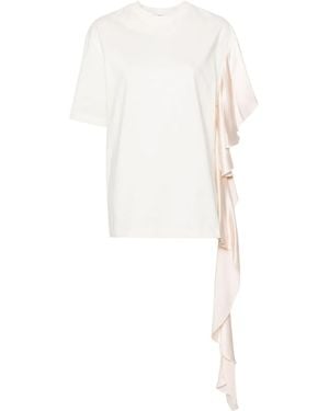 MSGM T-Shirt Con Maniche Drappeggiate - Bianco