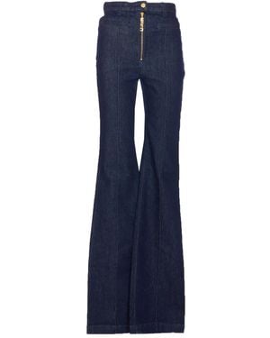 Elisabetta Franchi Vaqueros acampanados de talle alto - Azul