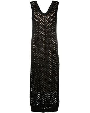 Brunello Cucinelli Open-Knit Maxi Dress - Black