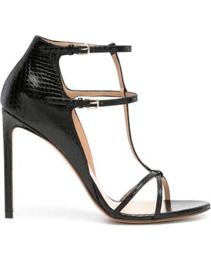 Francesco Russo 105Mm Snakeskin-Effect Sandals - Black