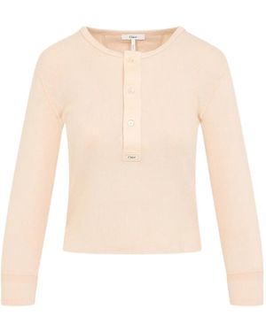 Chloé T-Shirt Henley - Bianco