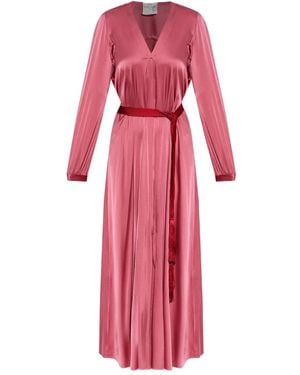 forte_forte Silk-Blend V-Neck Maxi Dress - Pink