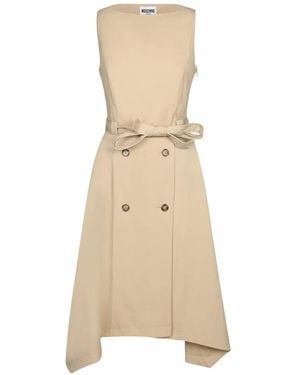 Moschino Double-Breasted Belted Midi Dress - Natural