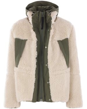 Sacai Fleece-Paneled Hooded Jacket - Natural
