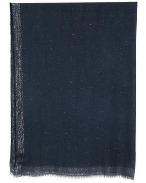 Faliero Sarti Glitter-Effect Frayed Scarf - Blue