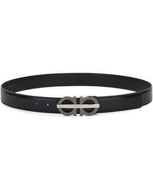 Ferragamo Reversible Gancini Buckle Belt - White