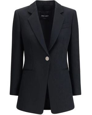 Giorgio Armani Single-Button Silk Blazer - Black