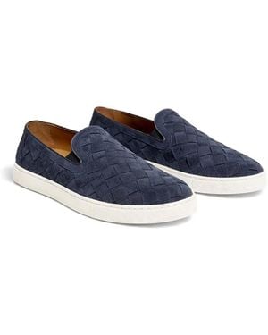 Poche Paris Woven-Suede Loafers - Blue