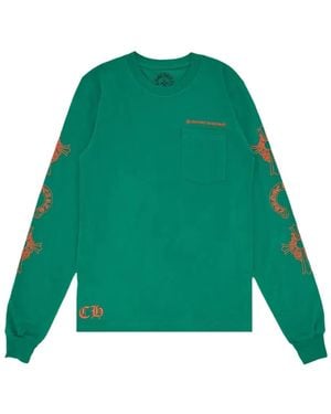 Chrome Hearts Logo-Embroidered Long-Sleeve T-Shirt - Green