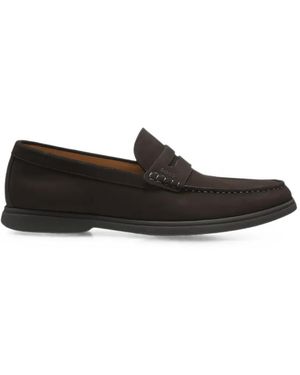 BOSS Logo-Emed Suede Loafers - Black