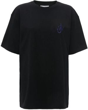 JW Anderson Graphic-Print Organic Cotton T-Shirt - Black