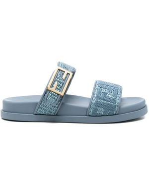 Fendi Feel Slide Buckled Flat Sandals - Blue