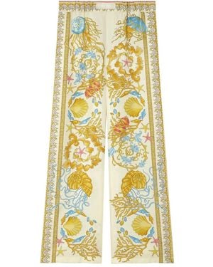 Versace Underwater Baroque Silk Pants - Metallic