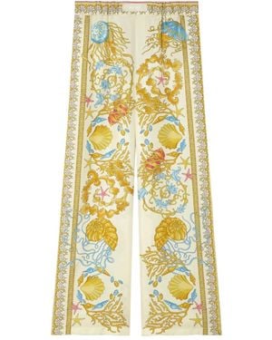 Versace アンダーウォーターバロッコ シルク パンツ - イエロー