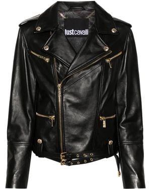 Just Cavalli ジップアップ レザージャケット - ブラック
