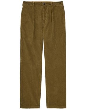 Drake's Pantaloni A Coste Con Pieghe - Verde