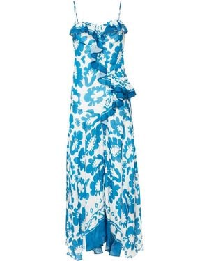 Sandro Floral Ruffled Maxi Dress - Blue