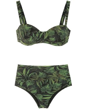 Isolda Bikini Coqueiral con follaje estampado - Verde