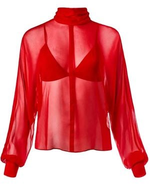 Alejandra Alonso Rojas Turtleneck Tie Blouse - Red