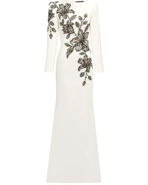 Jenny Packham Floral-Embellished Maxi Dress - White