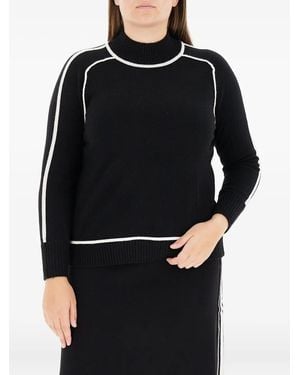 Elena Miro High-Neck Paneled Sweater - Black