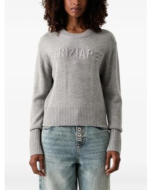Patrizia Pepe Bead-Embellished Logo Jumper - Grey