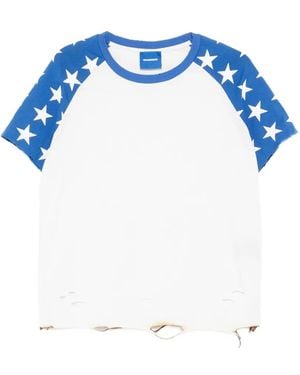 DAGGER Star-Print Distressed T-Shirt - Blue
