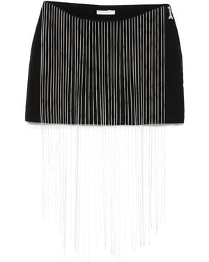 Patrizia Pepe Rhinestone-Embellished Fringe Mini Skirt - Black