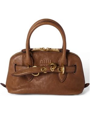 Miu Miu Bolso Aventure De Piel De Napa - Marrón
