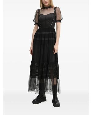 AllSaints Eyelet-Detailed Tulle Dress - Black