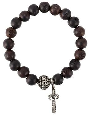 Loree Rodkin Armband Mit Holzperlen Und Silberperle Mit Grauen Diamanten - Braun