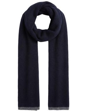 Fedeli Knitted Contrast-Trim Scarf - Blue