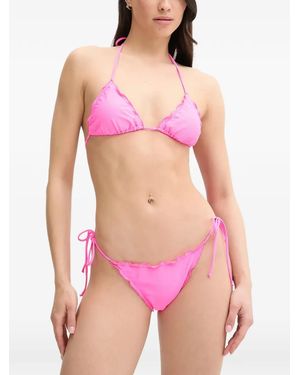 MC2 Saint Barth Miami Ruffled Side-Tie Bikini Bottoms - Pink