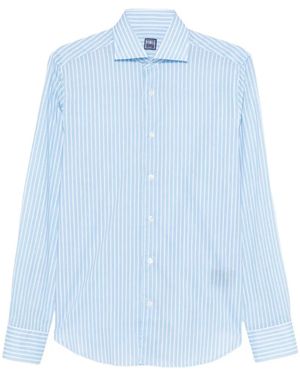 Fedeli Striped-Pattern Shirt - Blue