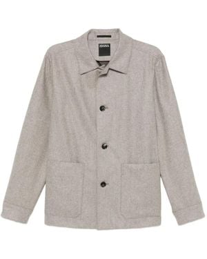 ZEGNA Button-Up Textured Jacket - White
