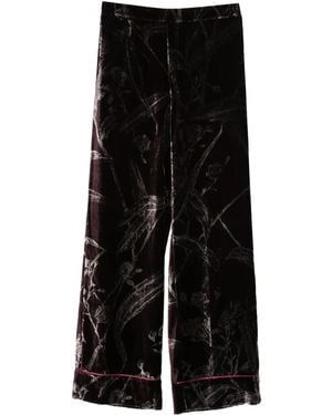 La DoubleJ Pantalon À Fleurs En Velours - Noir
