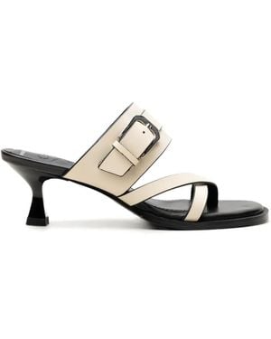 Free People Buckle-Detail Leather Sandals - White