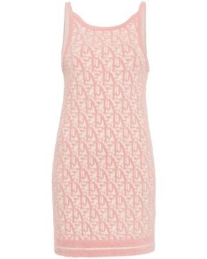 Palm Angels Monogram-Jacquard Knitted Minidress - Pink